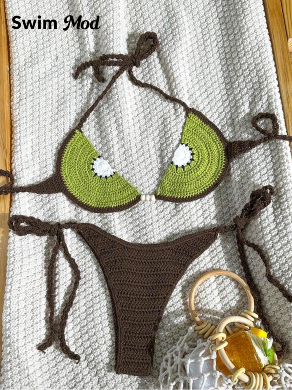 SHEIN Kiwi Crochet Tie Bikini Set 12/XL